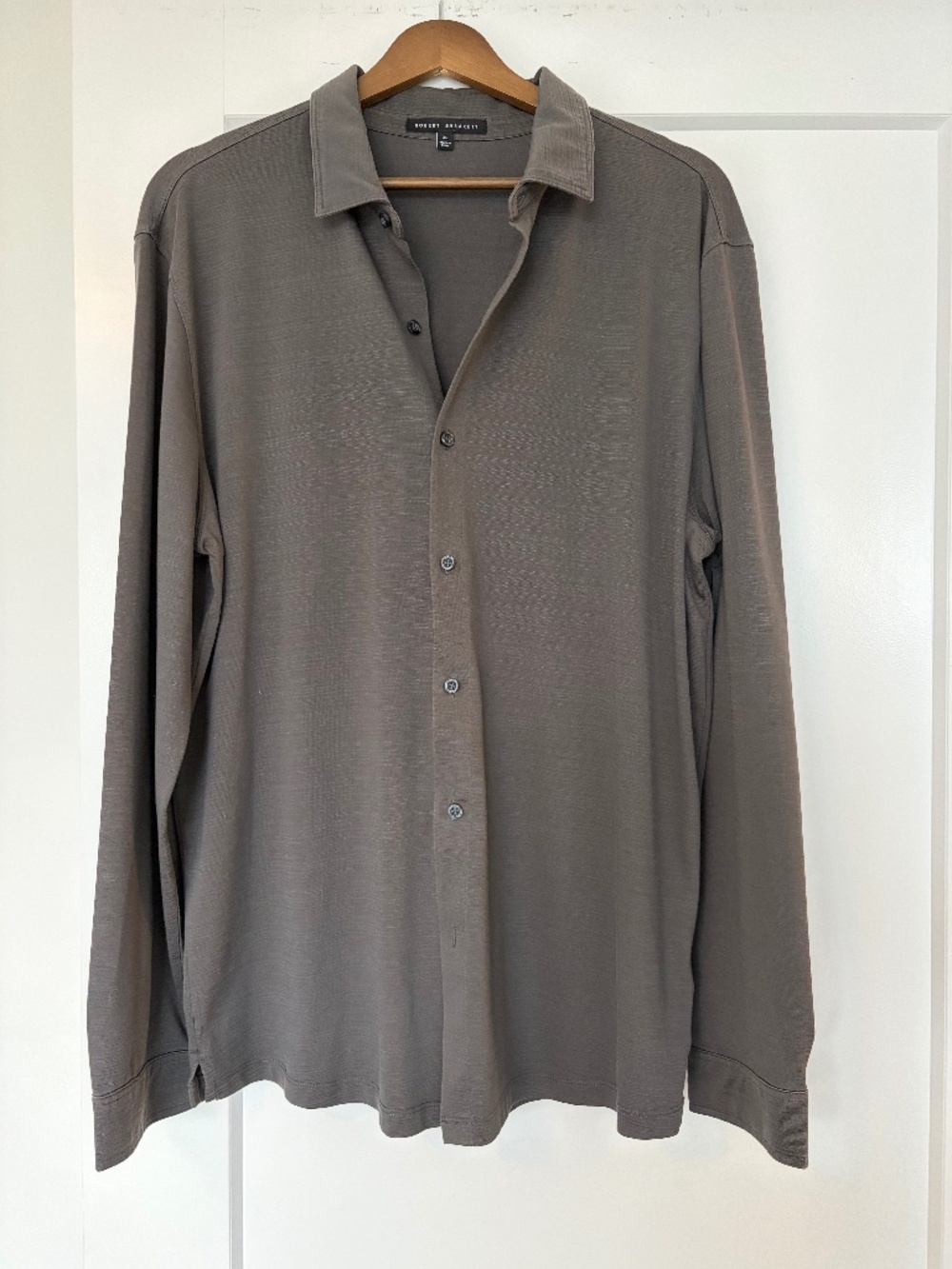 Robert Barakett Button-Up Shirt Size XL Taupe Brown Stretch — Like New